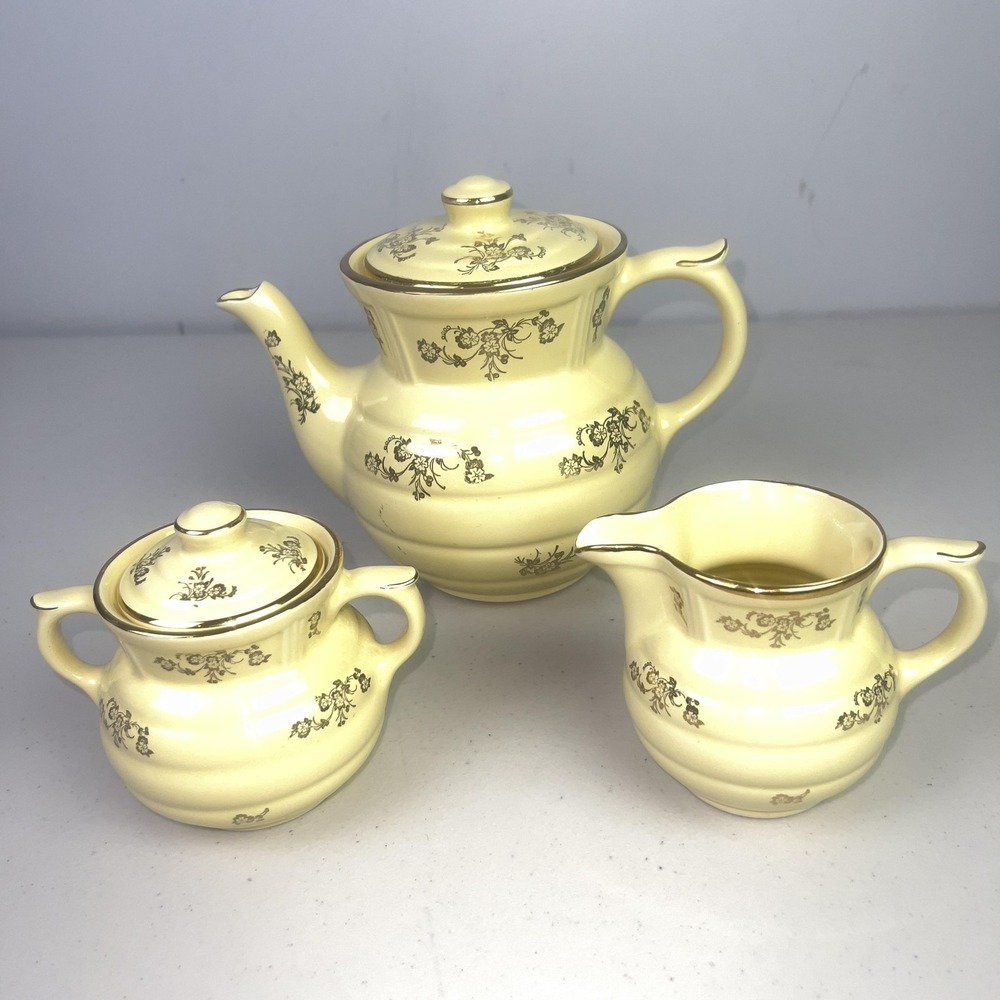 Enterprise Aluminum Co Drip-O-lator Coffee Maker Yellow 22K Gold Trim 3pc Set